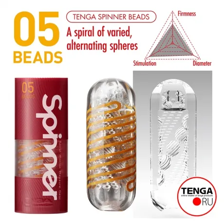 Мастурбатор нереалистичный Tenga Спинер Beads персиковый