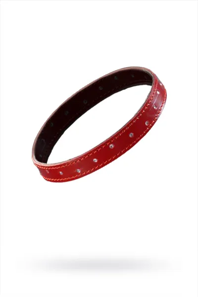 Ошейник декорированный стразами, Красный