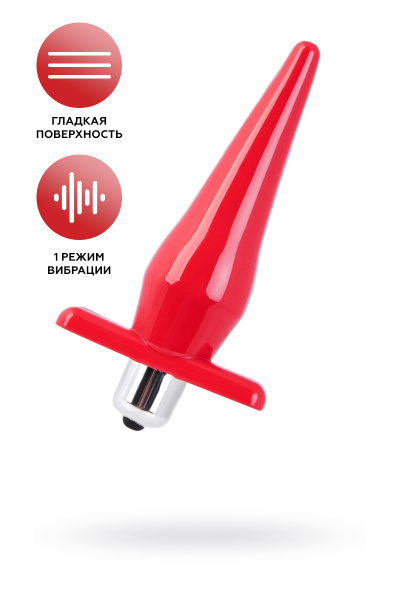 Анальная втулка BLACK & RED BY TOYFA с вибрацией, влагостойкая, TPE, красный, 12,7 см, Ø 3 см