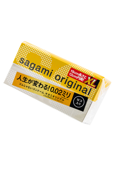 Презервативы Sagami, original 0.02, полиуретан, ультратонкие, EXTRA LARGE, 12 шт.